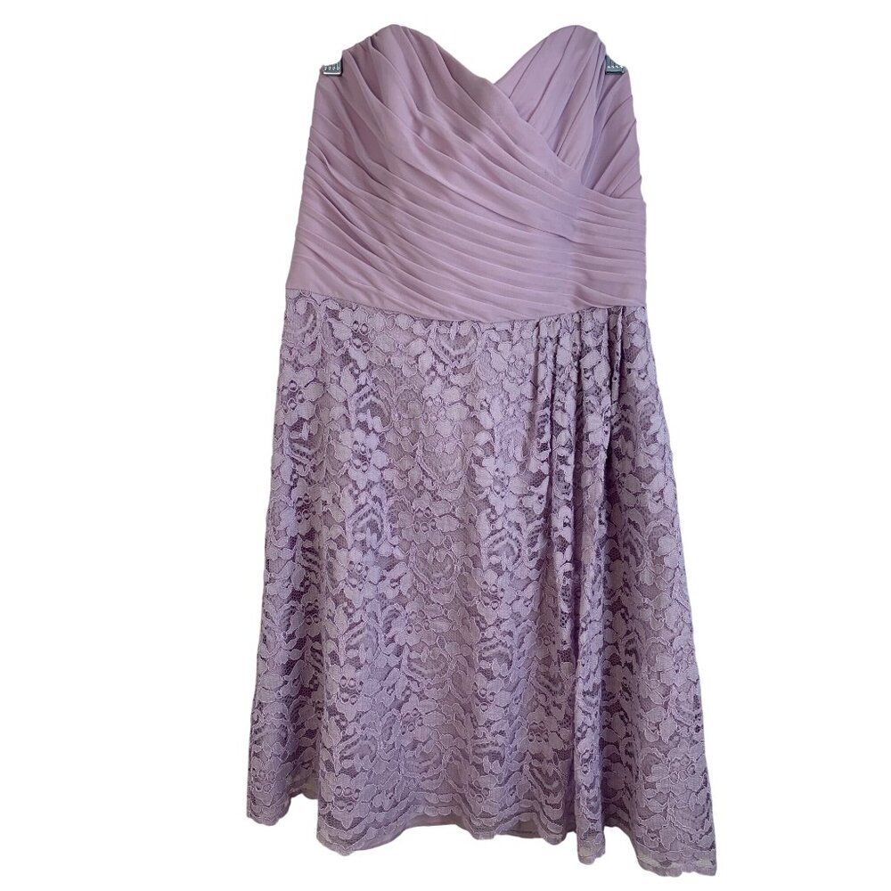 Davids Bridal Iris Lace Bridesmaid Dress Size 8 Lavender Strapless mini new 8305